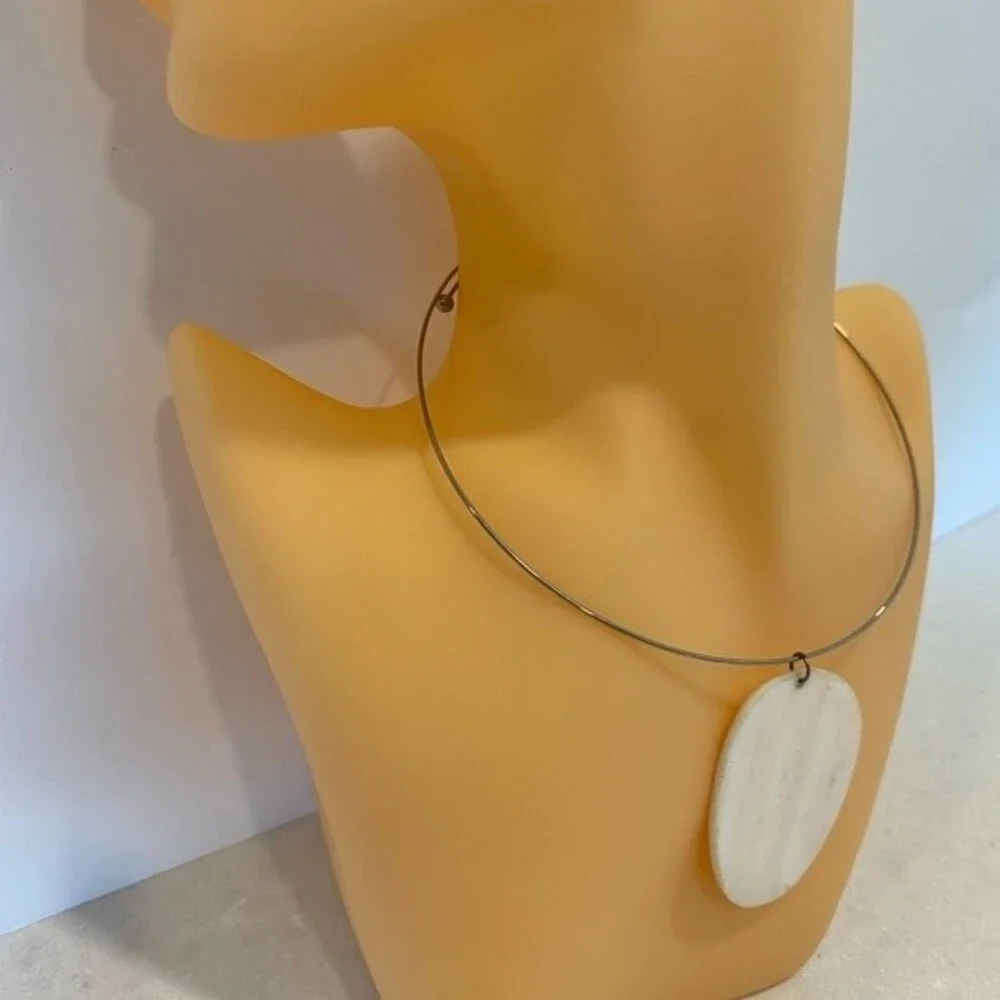 Genuine Mother of Pearl Silver Choker With Comfortable 17.5” Circumference.